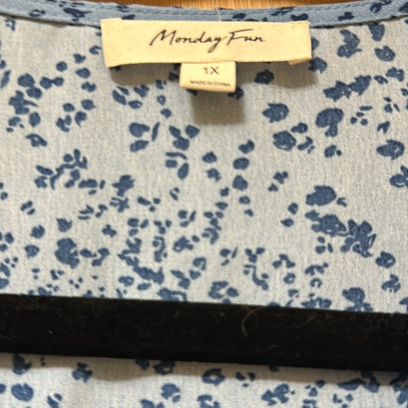 Cap/Ruffle Sleeve Blue Blouse - Picture 5 of 6